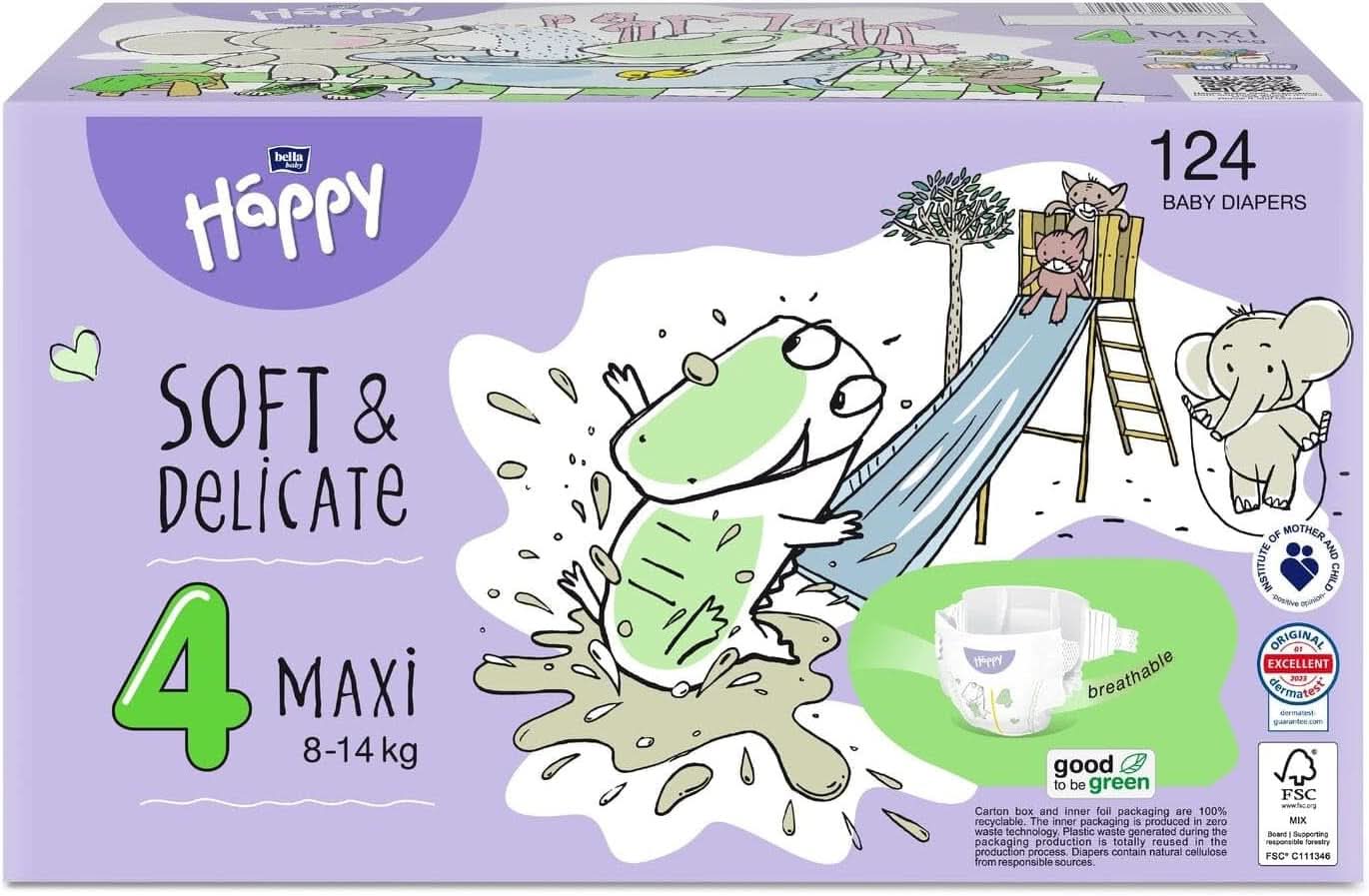 Bella Baby Happy Scutece Soft & Delicate, diverse marimi Mama si Copilul Naty Shop Marimea 4 (124 bucati)