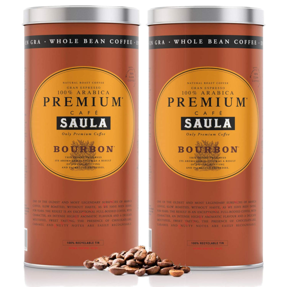 Cafea boabe premium Saula, pachet de 2 cutii x 500g. Bourbon 100% Arabica