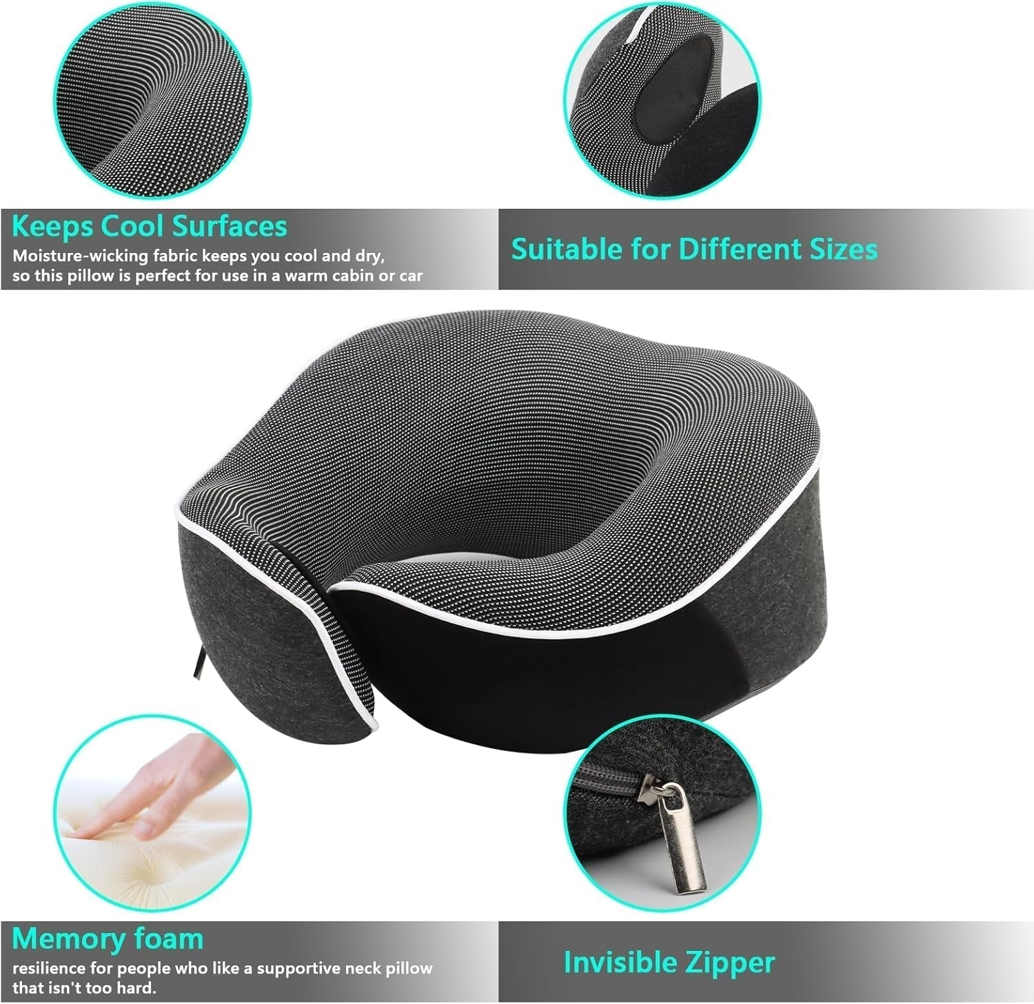 KILDOWS Pernă de gât pentru avion, pernă de călătorie din spumă cu memorie, pernă de călătorie pentru avion cu mască pentru ochi și dopuri pentru urechi, pernă ortopedică pentru gât, ideală pentru călătorii cu avionul, mașina, trenul Perne ortopedice cervicale Naty Shop