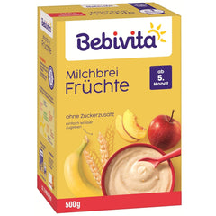 Milk porridge with fruit (4x500g), from 5 months, without added sugar, with valuable minerals and vitamins, very filling