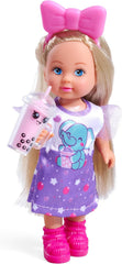 Simba Evi Love Bubble Tea – Puppe (12 cm) im süßen Bubble-Tea-Outfit mit Haarband & Becher, Mode- & Rollenspiel für Kinder ab 3 Jahren