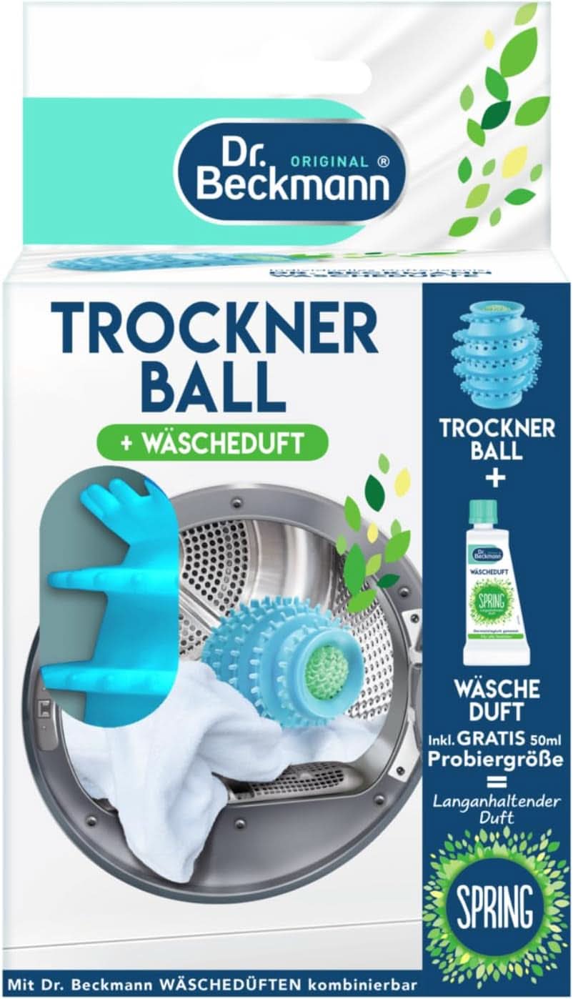 Dr Beckmann drying ball, For fresh and soft laundry, Can be filled with laundry perfume, Shortens drying time, Including laundry perfume Spring Sample 50 ml Laundry Detergents Naty Shop