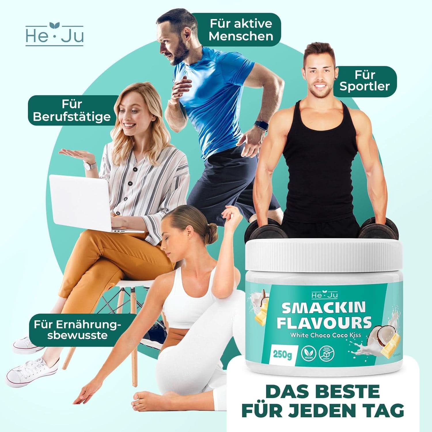 He-Ju, Pudră cu aromă de ciocolată albă și cocos, 250 grame Arome Naty Shop