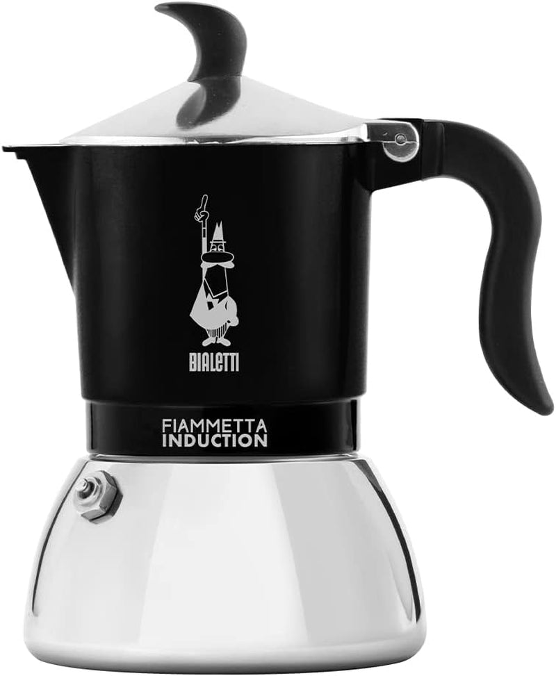 Aparat de cafea cu inducție Bialetti Fiammetta, 2 căni (100 ml), potrivit pentru toate tipurile de plite, design elegant, negru