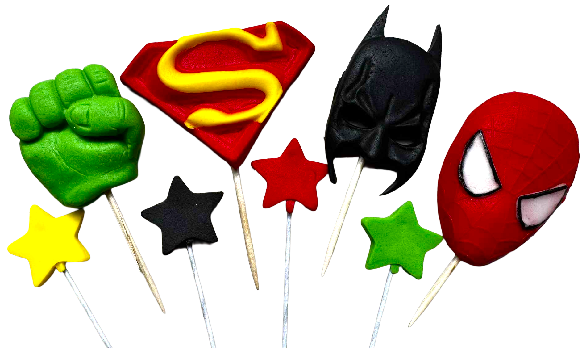 Set of 8 edible decorations, Super heroes