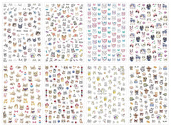 JMEOWIO Nagelsticker Tierische 8 Blatt Nail Art Sticker Selbstklebend Nagelaufkleber Katze Niedlich Dekoration Nageldesign Zubehör