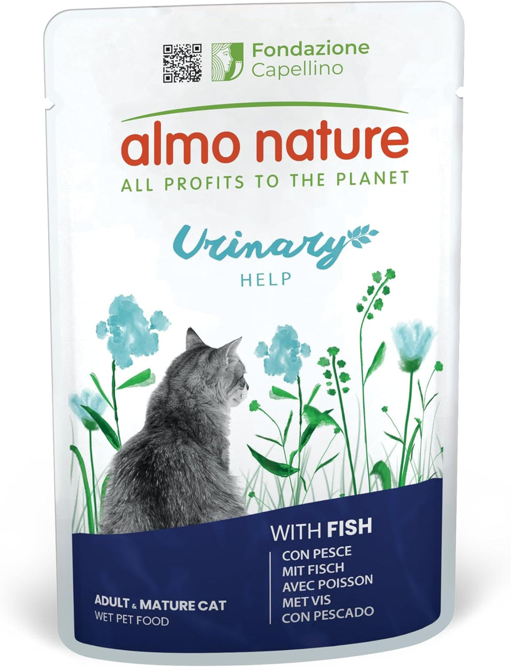 Almo Nature Functional Urinary Help - Nassfutter für ausgewachsene Katzen mit Fisch - Unterstützung für die Gesundheit der Harnwege - 30 Beutel à 70g