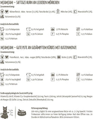 MjAMjAM - Hrană umedă premium pentru pisici - Monopack I - cu pui și curcan, pachet de 6 (6 x 200 g), fără cereale cu carne suplimentară