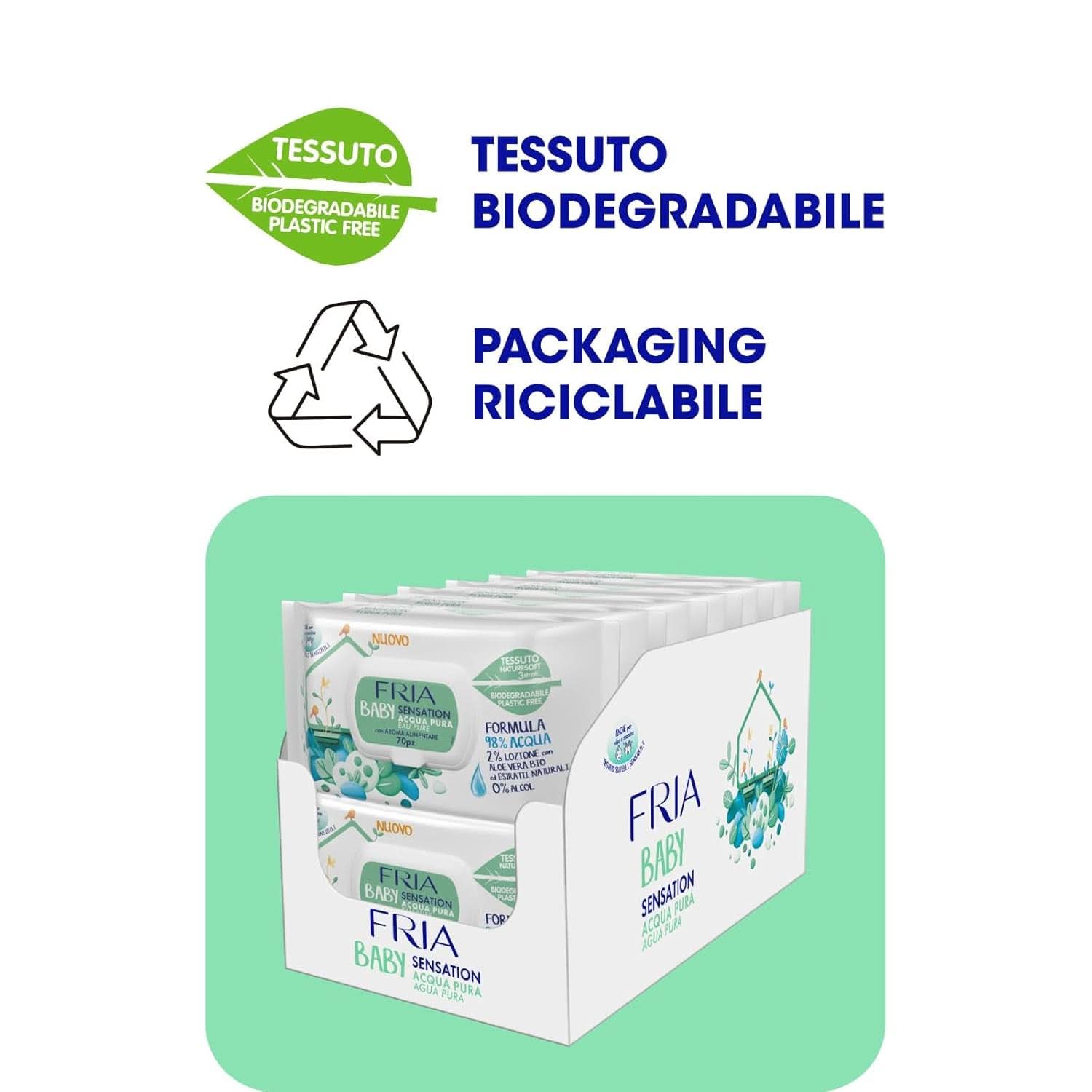 Servetele pentru schimbarea scutecelor Baby Sensation cu apa pura, formula cu apa purificata 98% cu efect de curatare a pielii, testate dermatologic, pachet economic Servetele Umede Bebelusi Naty Shop