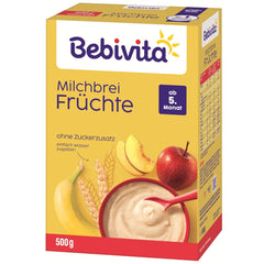 Milk porridge with fruit (4x500g), from 5 months, without added sugar, with valuable minerals and vitamins, very filling
