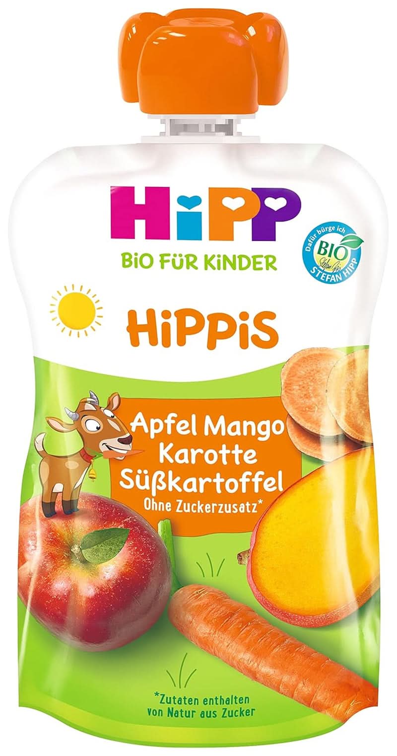 Hipp Mere Mango Cartofi dulci Morcov - Bennie Bock, pachet de 6 (6 X 100 G) Mama si Copilul Naty Shop