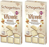 Schogetten Blonde Almond | White chocolate with caramel and almond pieces | 100 g | Conveniently Portioned (Pack of 2)