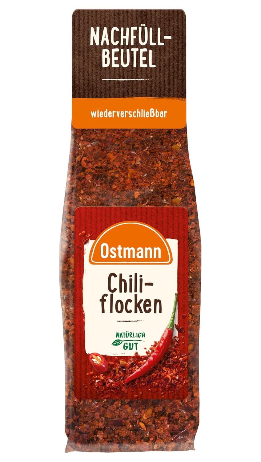 Ostmann Gewürze - Chiliflocken | Scharfes Topping for all kinds of dishes | Zum Nachfüllen der Streudose | 45 g in Bag