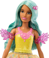 Păpușă Barbie Hidden Magic - Teresa cu ținută de basm, păr ondulat și pieptene pentru distracție în coafare, pentru copii cu vârsta de 3 ani și peste, HLC36