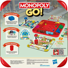 Board game Monopoly GO! - German version, game based on the popular online version, fast strategy game for the whole family, fun for 2 to 4 players