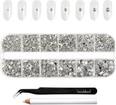 Beadsland 2500Pcs Glas Nailart Strasssteine Kristall Flatback Edelsteine Runde, Für Handwerk Gemischt 8 Größen SS4 ~ SS30 Mit Picking Pinzette Und Stift (Kristall Weiss)