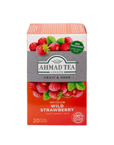 Ahmad Tea - Căpșuni sălbatice - Ceai de fructe și plante fără cofeină - Căpșuni - Pliculețe de ceai ambalate individual, cu aromă sigilată, cu 2 g de ceai per porție - 20 de pliculețe de ceai cu bandă
