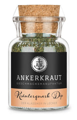 Ankerkraut Kräuterquark Dip, Gewürzmischung für Quark, Ohne Geschmackverstärker, Premium Qualität, Alternative Joghurt und Soja-Quark, Aufstrich selber machen, 55 g in cork glass