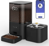 2-in-1-Automatik-Futter- und Wasserspender für Katzen, großvolumiger 6-Liter-Trockenfutterspender + 2.5-Liter-Wasserspender mit App-Steuerung, Sprachauzeichnung, zeitgesteuwerter Fütterung