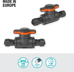 Supapă de reglare și închidere Gardena Micro-Drip-System 13 mm (1/2 inch): Închidere simplă a țevilor și reglare continuă a debitului de apă, accesoriu pentru pozarea țevilor de picurare (13207-20)