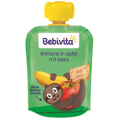 Banana in Apple with Biscuits Wrap - 16 pieces (4 packs, 4 x 90g each), no added sugar, made from mild fruit and wholesome grains, ideal for take-out and on-the-go snacks