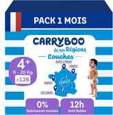 - Diapers size 4+ (9-20 kg) - healthy and highly absorbent - 12 hour leak proof - no unwanted substances - made in France - affordable price - 126 disposable diapers