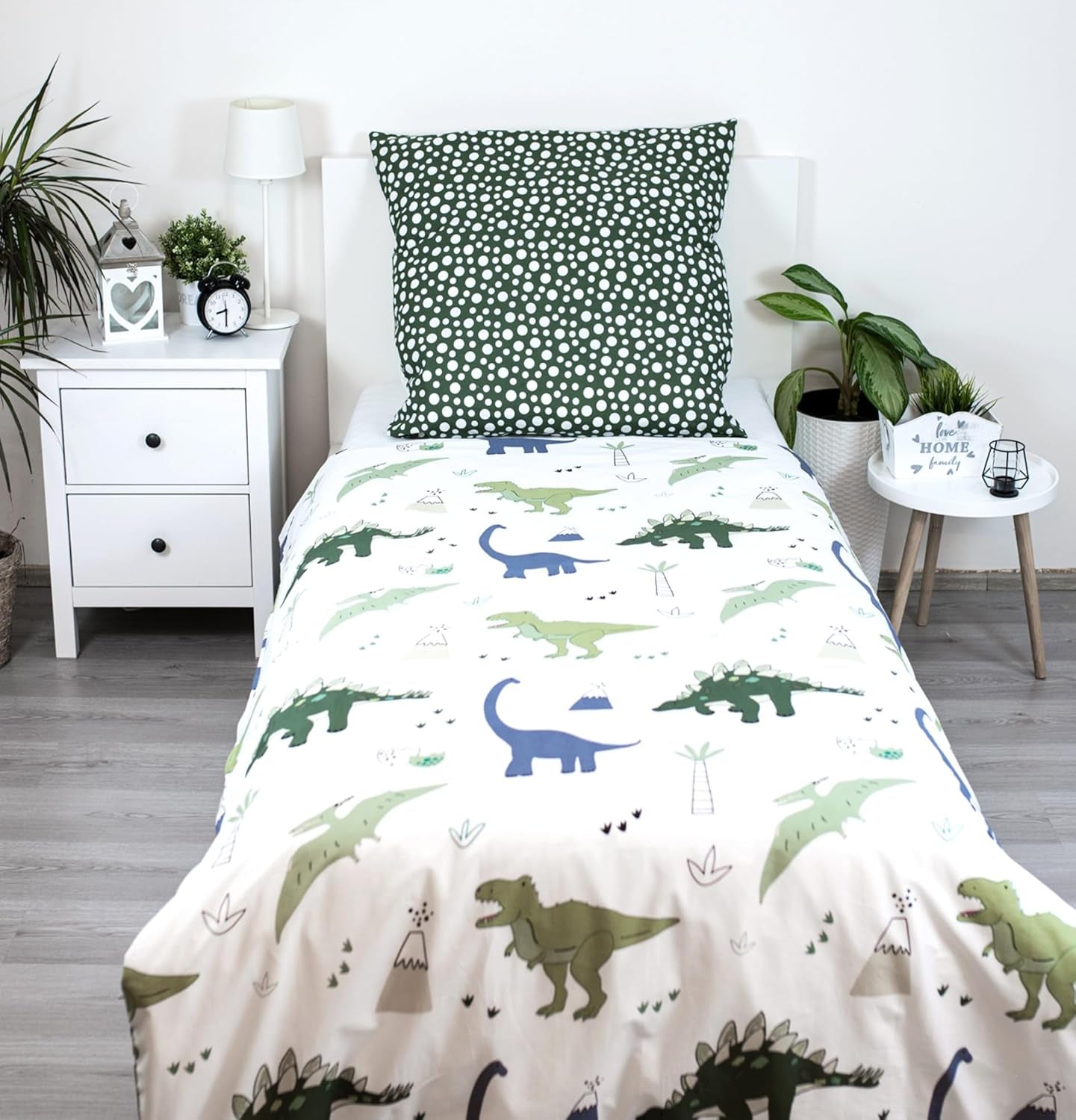 Lenjerie de pat pentru copii, reversibila, Dinozauri Lenjerie de pat - copii Naty Shop