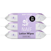 Naïf - Wet wipes without plastic - 162 pieces (3 packs of 54 wipes each) - for babies and children - bottom, body, face - with aloe vera and bamboo - 0% fragrance and alcohol