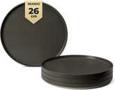 MIAMIO – Set de farfurii de 4 persoane / Set de veselă ceramică pentru 4 persoane, veselă din gresie, potrivită pentru mașina de spălat vase și cuptorul cu microunde – Colecția Sierra (Farfurii închise la culoare, farfurii mari (4x))