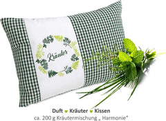 Gözze - Pernă parfumată cu ierburi, umplutură din amestec de ierburi 200G, capac din bumbac 100%, 30 X 20 Cm - Verde carouri Perne standard Naty Shop