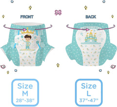 CutiePlusU Adult Diapers 2 Pack Disposable Incontinence Panties with Flaps for Women and Men Maximum Absorbency Overnight - Little Prince (Medium 71-96cm)