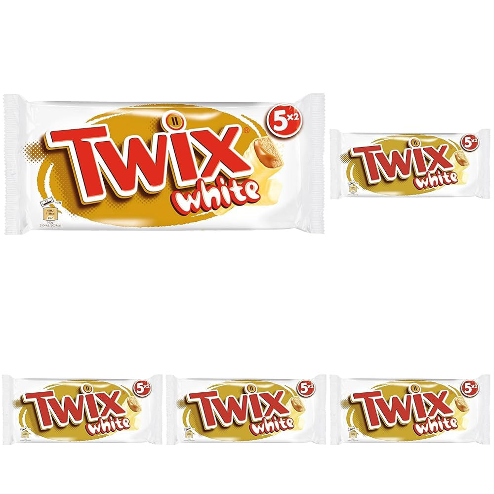 Twix White Chocolate Bars | Caramel, Biscuits, White Chocolate | Chocolate Multi Pack | 5 bars (5 x 46g) (Pack of 5)