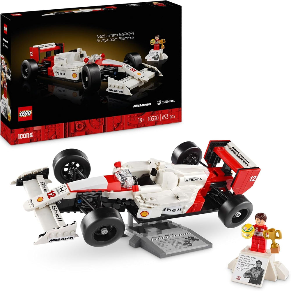 LEGO Icons Mclaren MP4/4 & Ayrton Senna Model Car Set, F1 Racing Car Kit for Adults with Racer Minifigure, Collectible, Gift Idea for Men, Women, Him & Her 10330 Building Sets Besuche den LEGO-Store Single