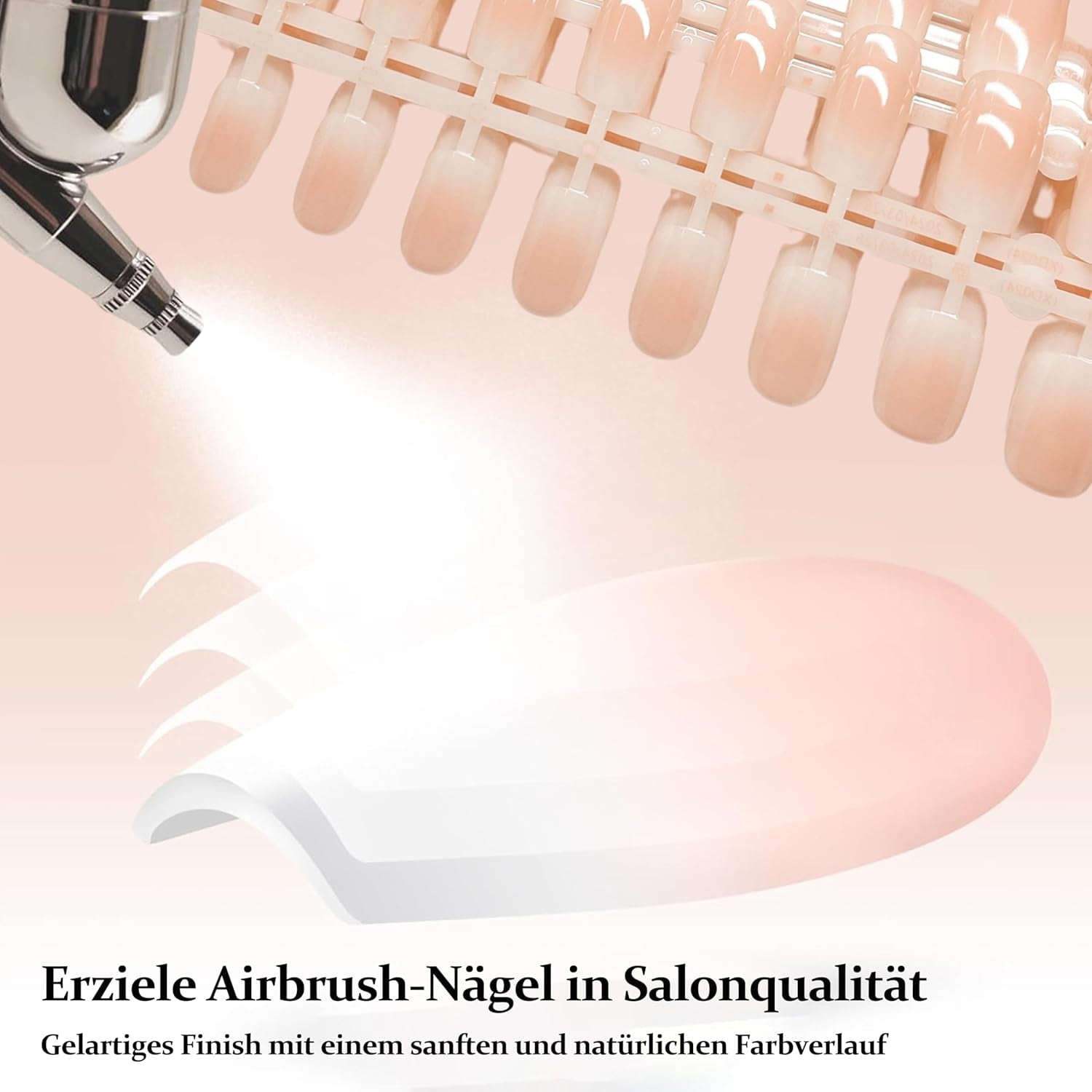 Set 240 de bucăți de unghii pătrate cu gradient, unghii artificiale alb nud cu gradient pentru lipire cu stilou cu ulei, unghii false naturale medii ombre pentru femei DIY (Nude Square)