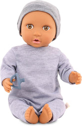 LullaBaby - Baby Puppe - Einteiler & Mütze - 36 cm Realistic Baby-Puppe - Hazelnut Brown Eyes & Soft Body - Romper & Schnuller-Zubehör - Pretend Play Spielzeug - Kinder 2 Jahre +