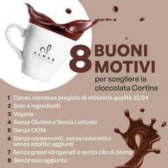 Italian hot chocolate Cortina CLASSIC flavor - (15 X 30 g) Single portion, envelope, 450 g Cacao and Hot Chocolate Naty Shop