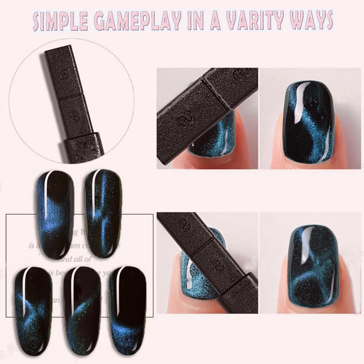 14 Stück Nail Art Werkzeug Magnetstift DIY Magic 3D Magnet Stick Set Verwendung Mit Cat Eye Gel Pulver Oder Nagellack - Magnetische Stift Katze Eye Pen Für Ideal Katzenaugen Magische Effekt