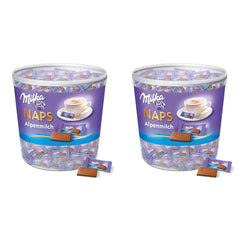 Naps Alpine Milk 1 x 1kg, Melt-in-your-mouth Mini Chocolate Squares of Fine Alpine Milk Chocolate, Box (Pack of 2)