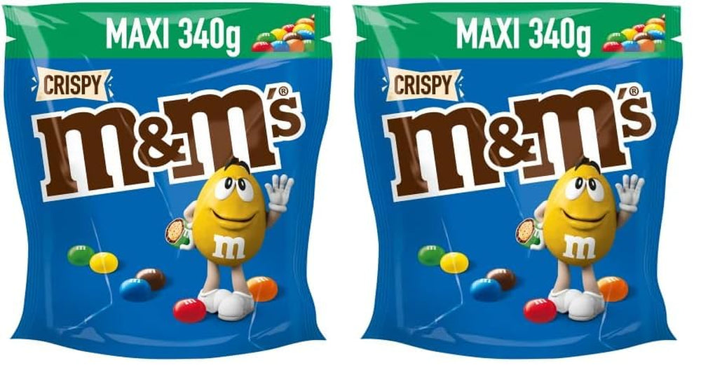 M&M'S Crispy, Chocolate Crispy Lentils and Crispy Center, Chocolate, 1 Pack (1 x 340g) (Pack of 2)