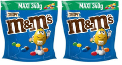 M&M'S Crispy, Chocolate Crispy Lentils and Crispy Center, Chocolate, 1 Pack (1 x 340g) (Pack of 2)