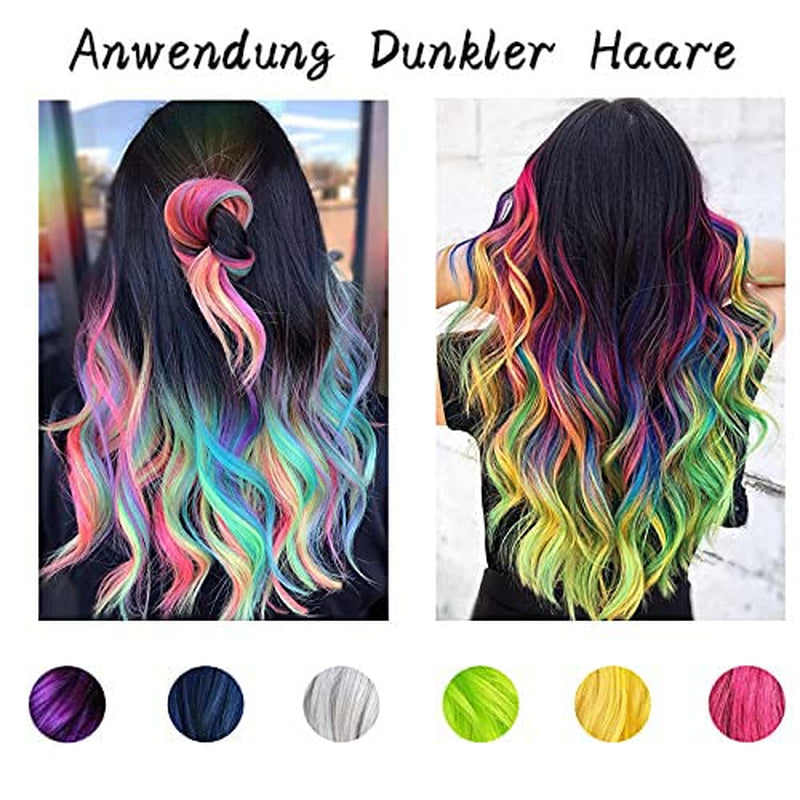 Byhoo 6PCS Vopsea de păr temporară pentru păr negru, cretă de păr, vopsea de păr lavabilă, idee de cadou pentru fete, cadou de ziua de naștere pentru adolescenți. Vopsea pentru par Naty Shop