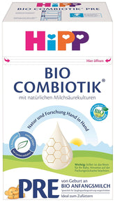 Milk formula with organic milk Hipp PRE BIO Combiotik, pack of 4 (4 x 600g) Naty Shop Pre Bio Combiotik new formula 4 x 600 grams