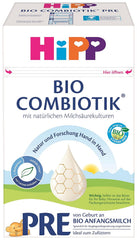 Formula lapte cu lapte organic Hipp PRE BIO Combiotik, pachet de 4 (4 x 600g) Naty Shop Pre Bio Combiotik formula noua 4 x 600 grame