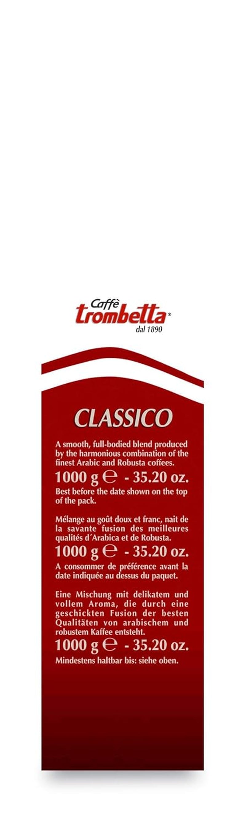 Caffè Trombetta Italia Cafea boabe de cafea prăjită, clasică, 1 Kg Cafea Naty Shop