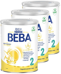 BEBA 2 - Follow-on milk after 6 months, with 5 HMO complex, age-appropriate protein content, lactose-free, palm oil-free, fish oil-free, baby food, baby milk powder, pack of 3 (3 x 800g)