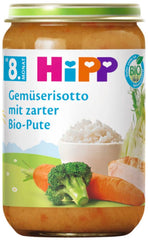 HiPP vegetable risotto with organic tender turkey (6 x 220g), meal from 8 months, no added salt, with Omega-3, of the best organic quality