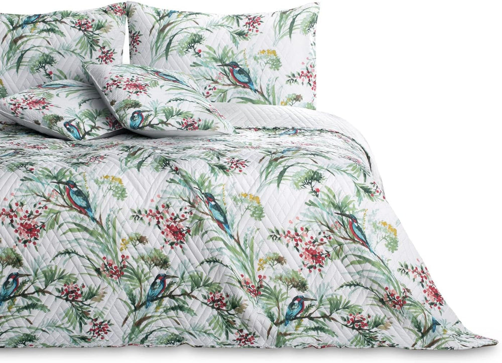 Ameliahome Bedspread Bedspread 260X280 Cm Two sides Easy Care Quilting Plant pattern Bird pattern Multicolor Kingfisher Beds and Blankets Besuche den AmeliaHome-Store Kingfisher 260 X 280