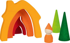 Goki 58427 - Dwarf house - Goki Evolution - Made of high quality maple wood - 7 parts - Colorful water based paints - Made in Europe Dollhouses Naty Shop