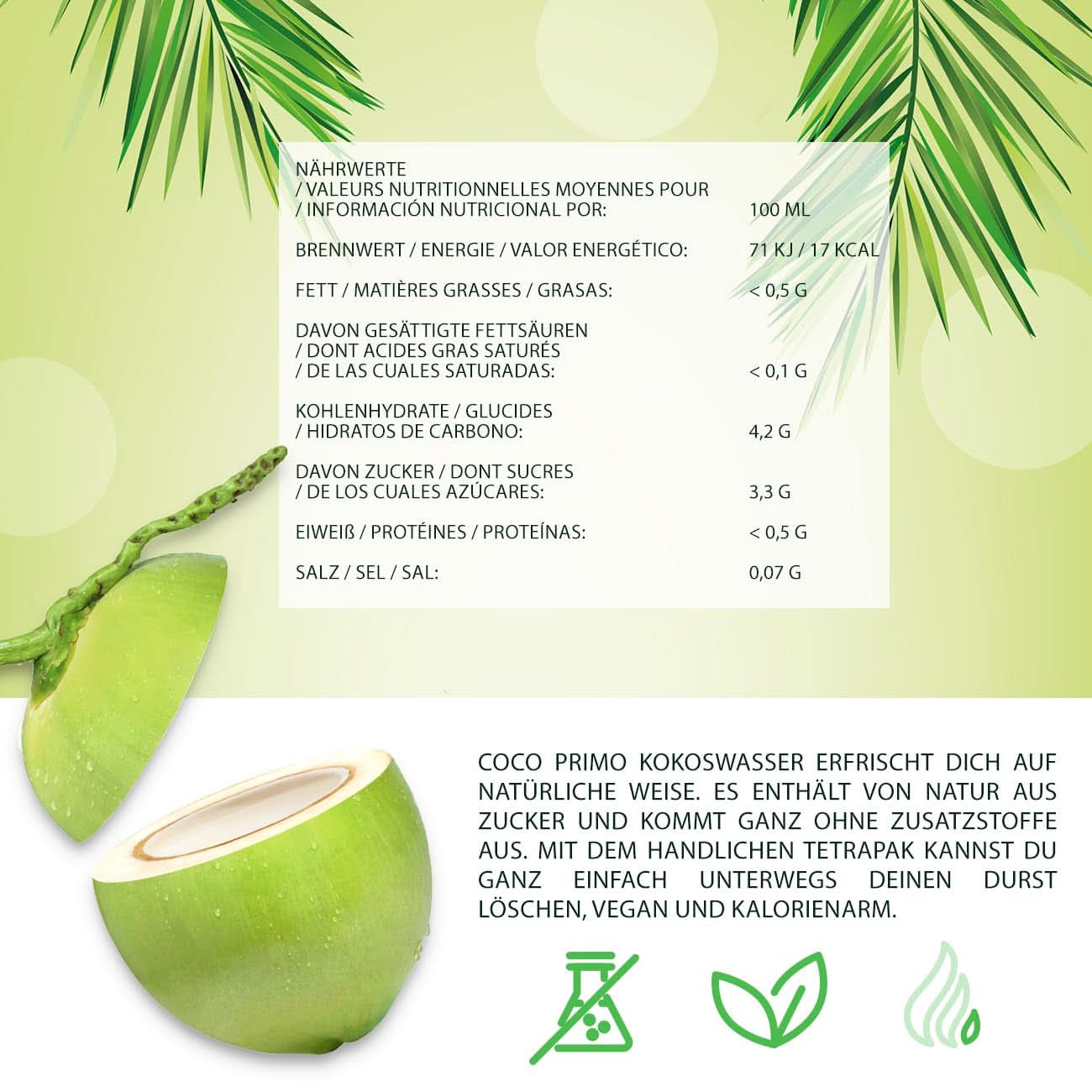 Apă de nucă de cocos, Pură, Băutură răcoritoare pentru sportivi, Calmant pentru sete, 12 X 330 ml Bauturi fara alcool Naty Shop