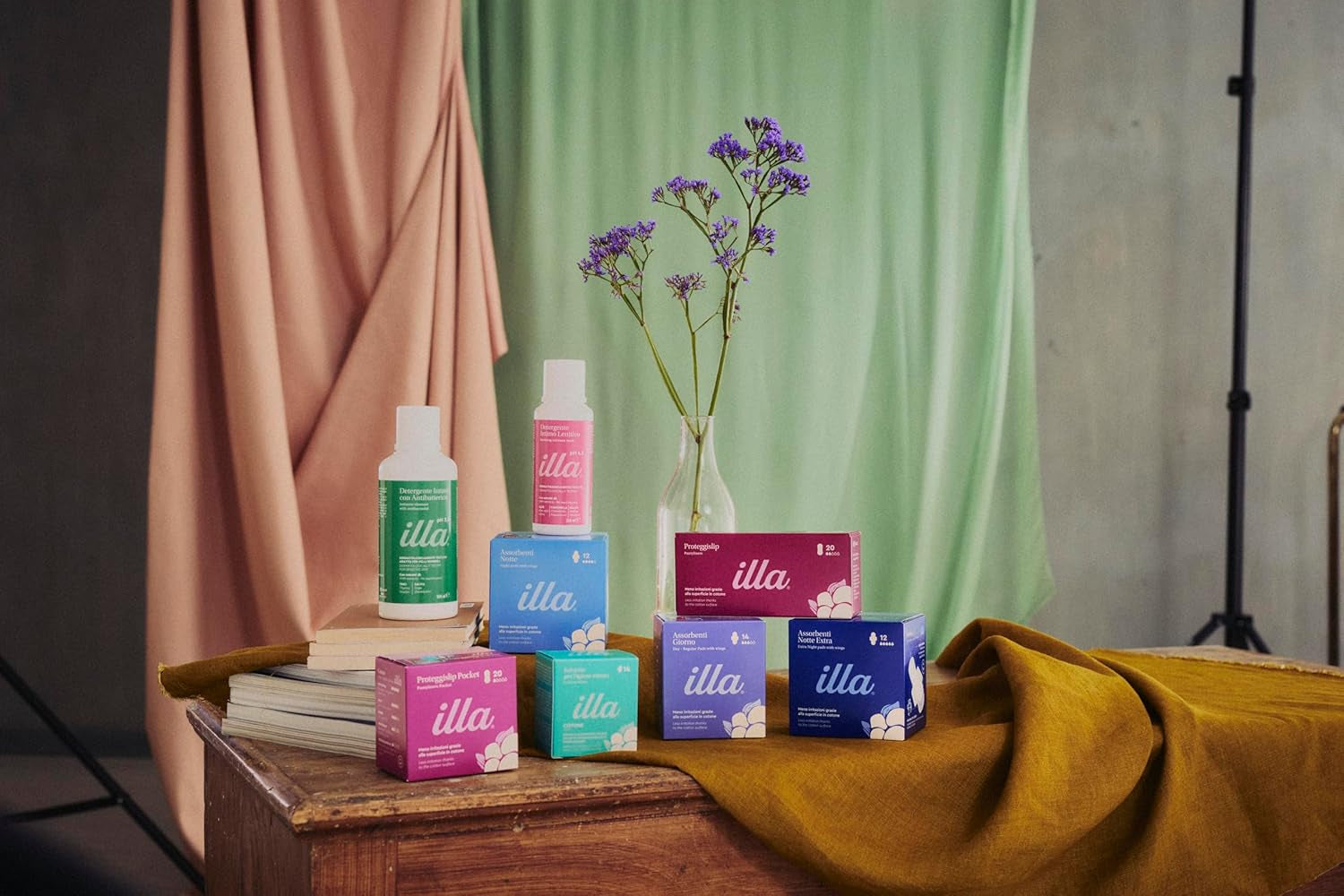 Șervețele de curățare Illa - Șervețele igienice de curățare din bumbac - șervețele de unică folosință - șervețele umede pentru igiena intimă în afara casei - nu necesită spălare - 1 pachet de 14 șervețele